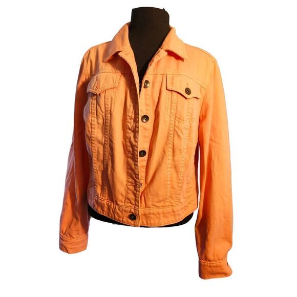 J. C. Penny’s Coral Button Front Jean Jacket Size XL - Picture 1 of 4